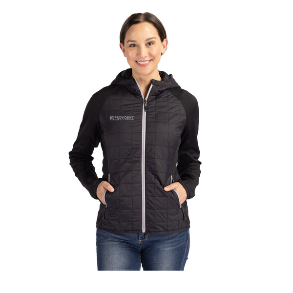 Cutter & Buck Rainier Recycled Insulated Hybrid Puffer Womens Full Zip Jacket