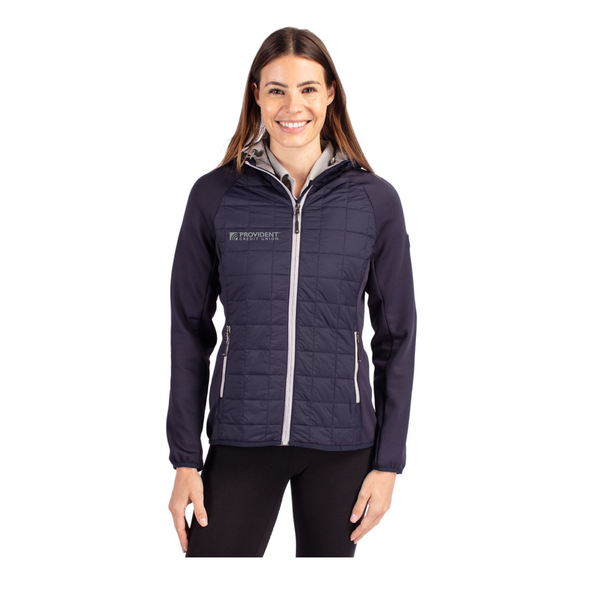 Cutter & Buck Rainier Recycled Insulated Hybrid Puffer Womens Full Zip Jacket