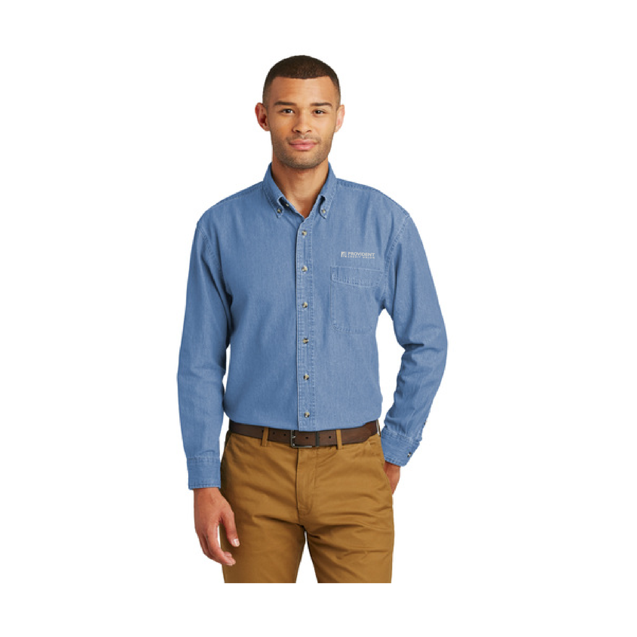 Men's Port & Company Long Sleeve Denim Shirt