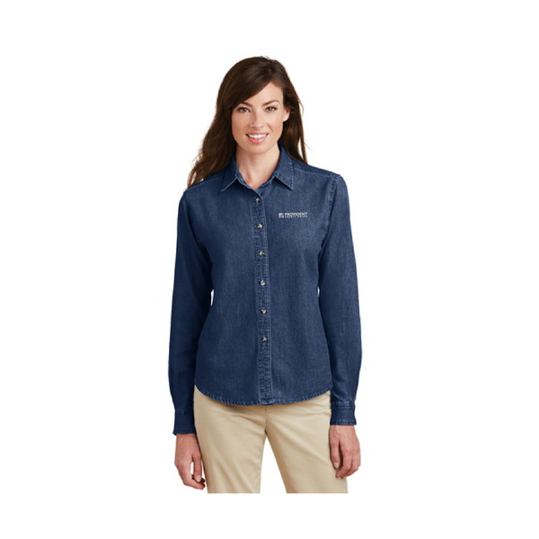 Women's Port & Company Long Sleeve Denim Shirt